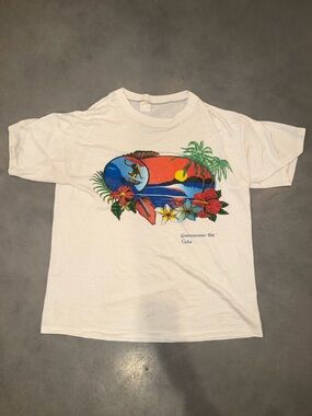 vintage guantanamo bay cuba graphic tee single stitch 50/50 surf tropical large